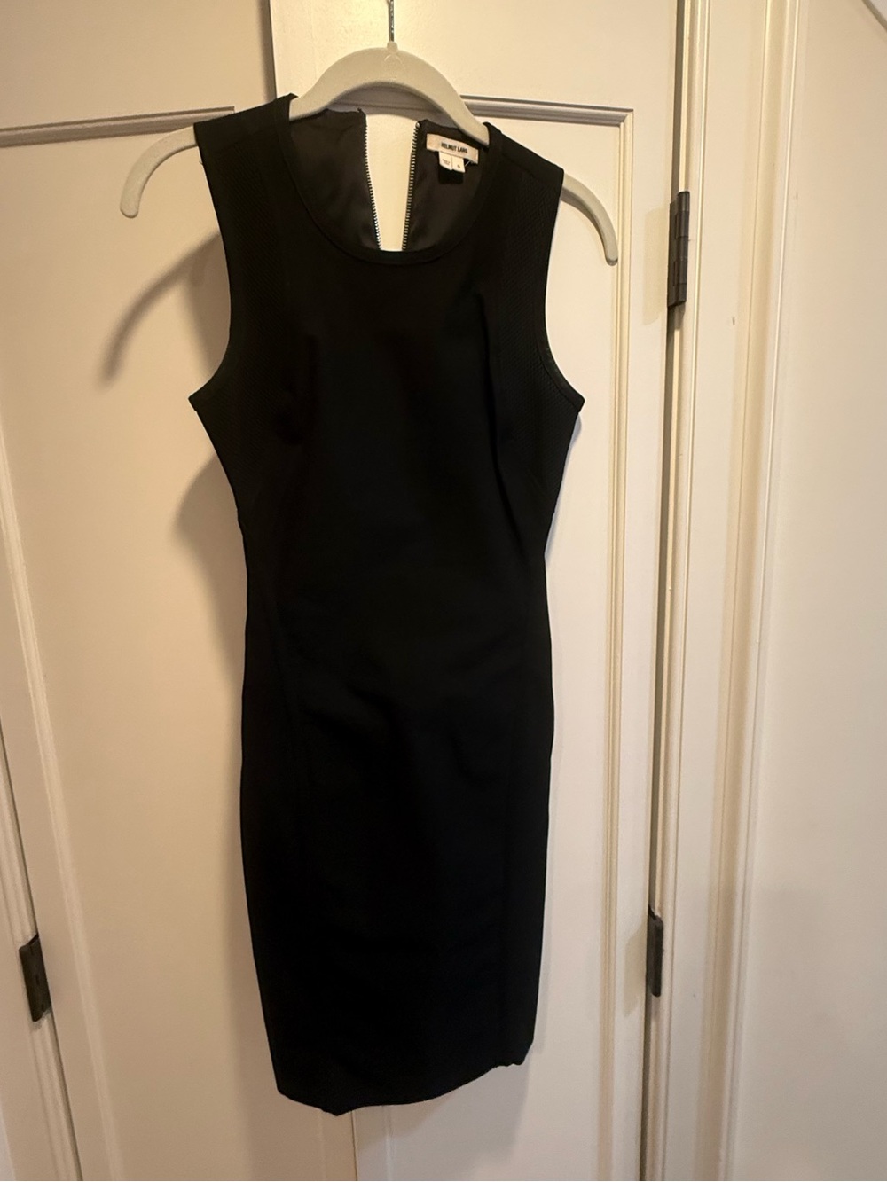 Helmut Lang Black Sleeveless Midi Sheath Dress